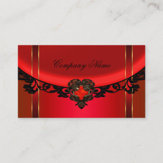 Red Black Gold Elegant Boutique Red Profile Business Card