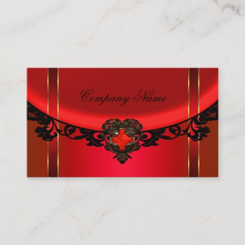 Red Black Gold Elegant Boutique Red Profile Business Cards