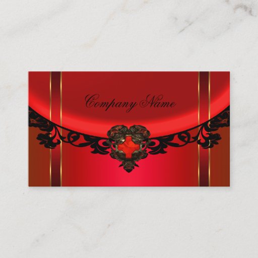 Customizable Red Black Gold Elegant Boutique Red Profile Business Cards
