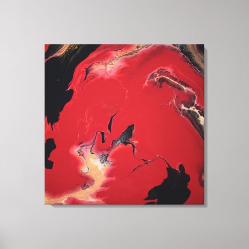 Red Black  Gold Fluid Abstract Art Modern Canvas Print