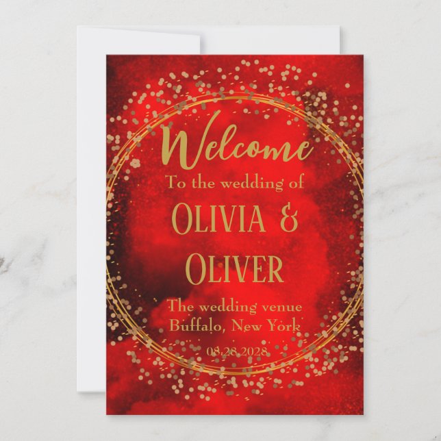 Red Black Gold Geometric Glitter Wedding Shower Invitation (Front)