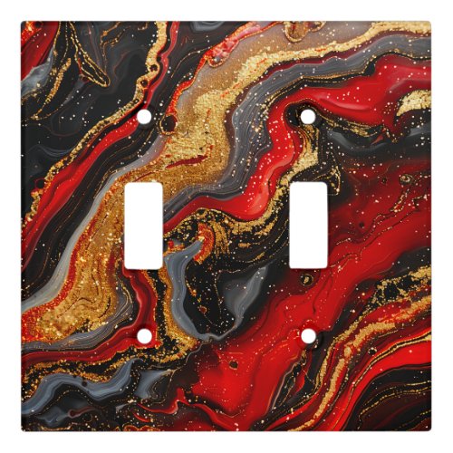 Red Black Gold Grey Abstract Light Switch Cover