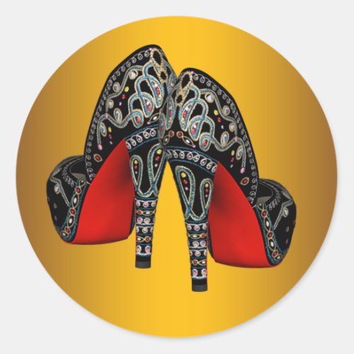 Red Black Gold High Heel Shoe Stickers