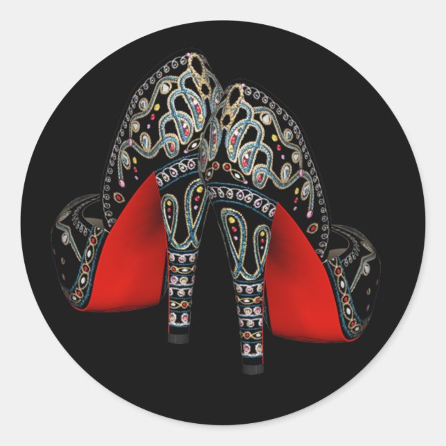 Red Black Gold High Heel Shoe Stickers (Front)