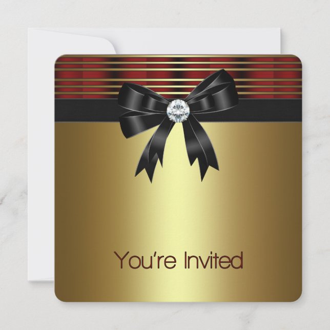 Red Black Gold Party Invitation (Front)