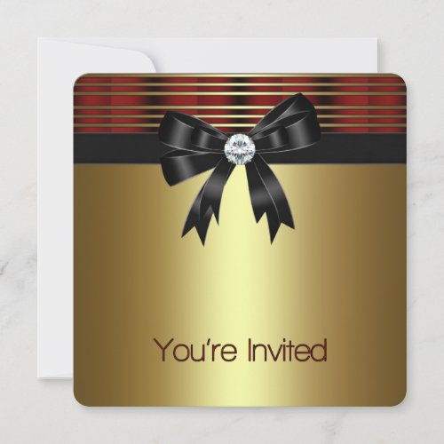 Red Black Gold Party Invites