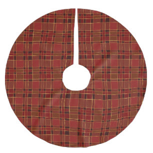 Red Black Gold Plaid        Brushed Polyester Tree Skirt