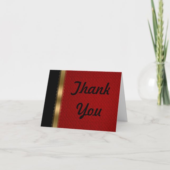 Red Black Gold Thank You Card (Front)