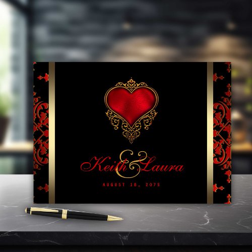 Red Black Gold Wedding Guest Book