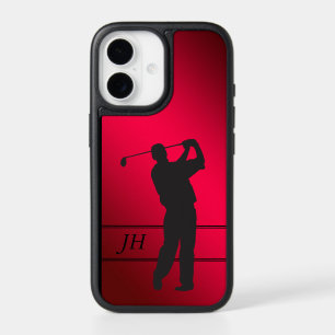 Red Black Golfer Monogram iPhone 17 Case