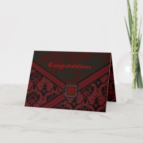 Red  Black Goth Lace Wedding Card