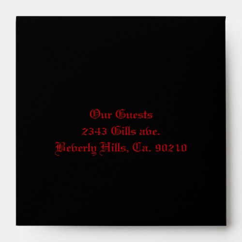 Red  Black Goth Lace Wedding Envelope