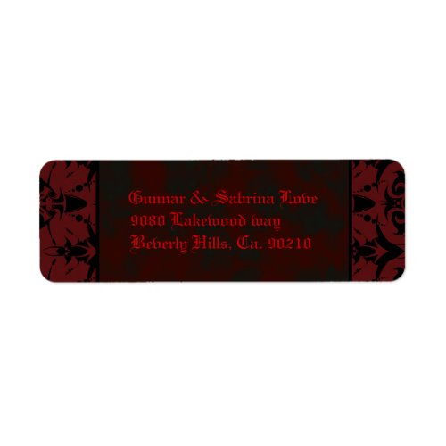 Red  Black Goth Lace Wedding Label