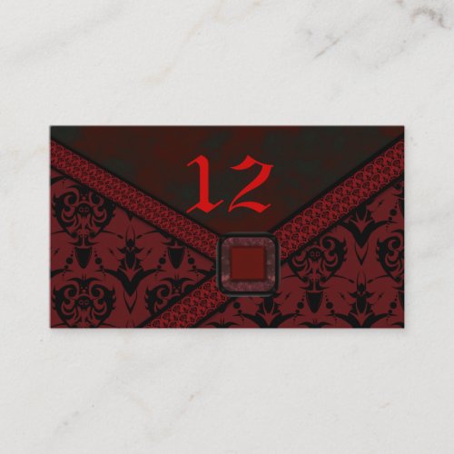 Red  Black Goth Lace Wedding Place Card