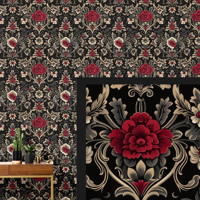 Red & Black Gothic Damask  Wallpaper (Creator Uploaded)