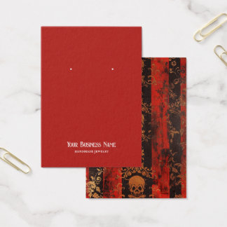 Red Black Gothic Skull Earring Display Card