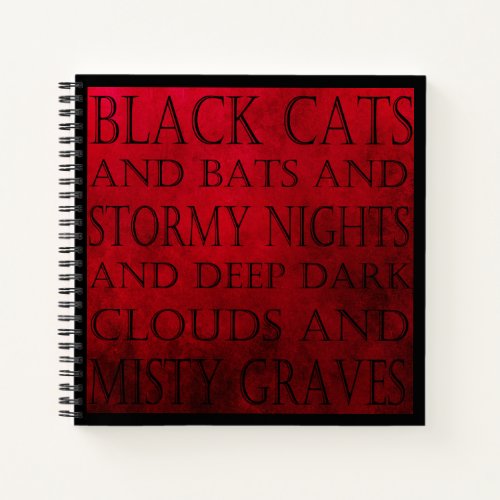 Red  Black Gothic Text Notebook