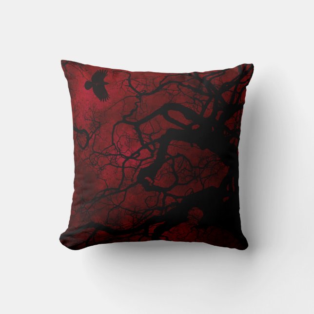 Red & Black Gothic Throw Pillow (Front)