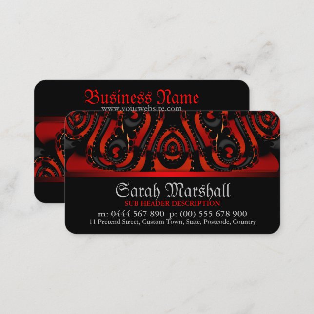 Red+Black Gothic Tribal w/ Logo Business Card (Front/Back)
