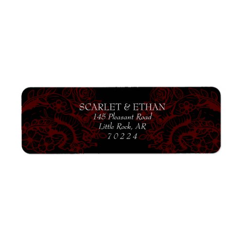 Red  Black Gothic Vampire Floral Heart Label