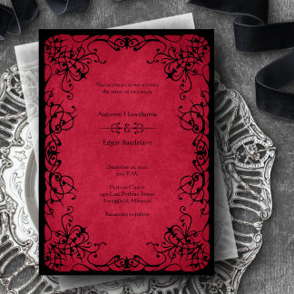 Red Black Gothic Wedding Invitation