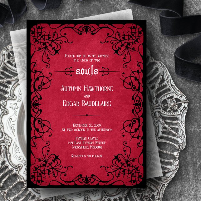 Red Black Gothic Wedding Invitation (Creator Uploaded)