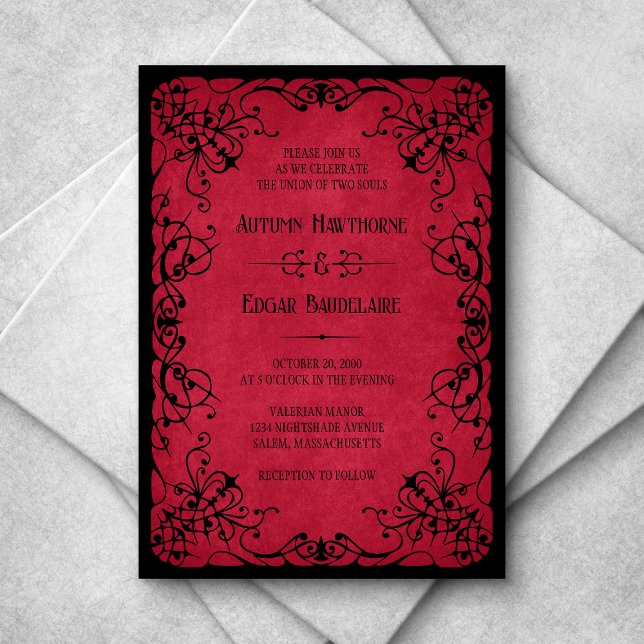 Red Black Gothic Wedding Invitation (Creator Uploaded)