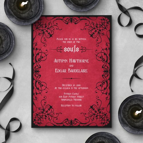 Red Black Gothic Wedding Invitation