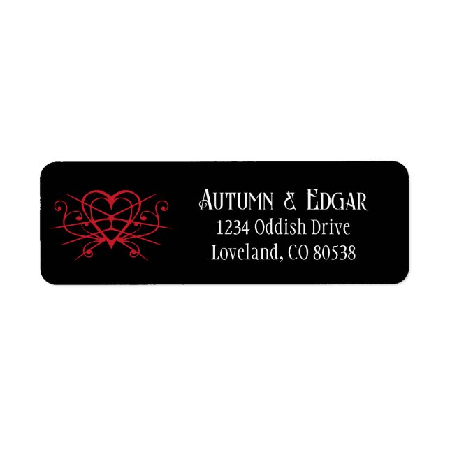 Red Black Gothic Wedding Label (Front)