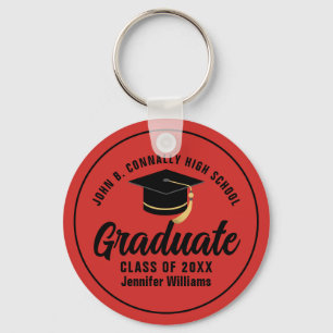 Red Black Graduate Personalized 2025 Graduation Keychain