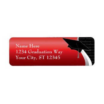 Red & Black Graduation Address Label by ForTheGrad at Zazzle