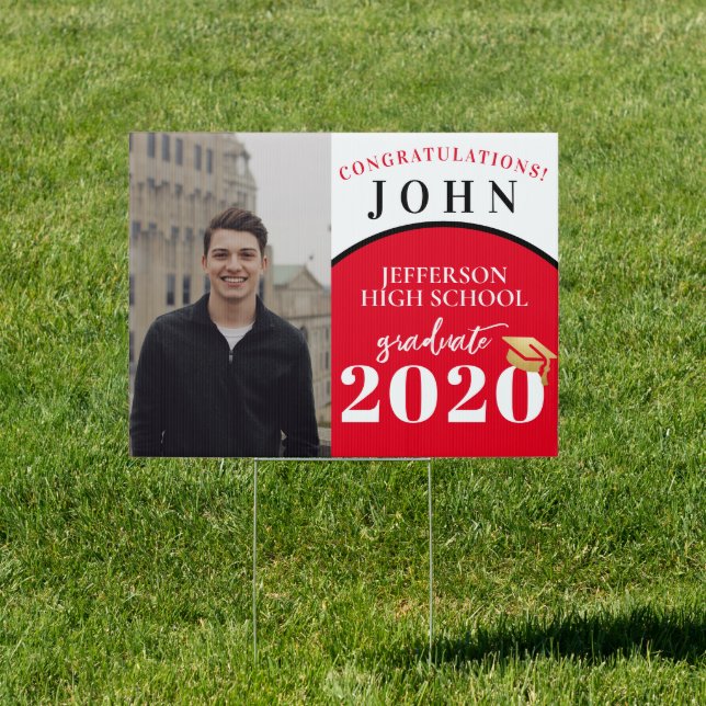 Red Black Graduation | Birthday Outdoor Sign (Insitu)