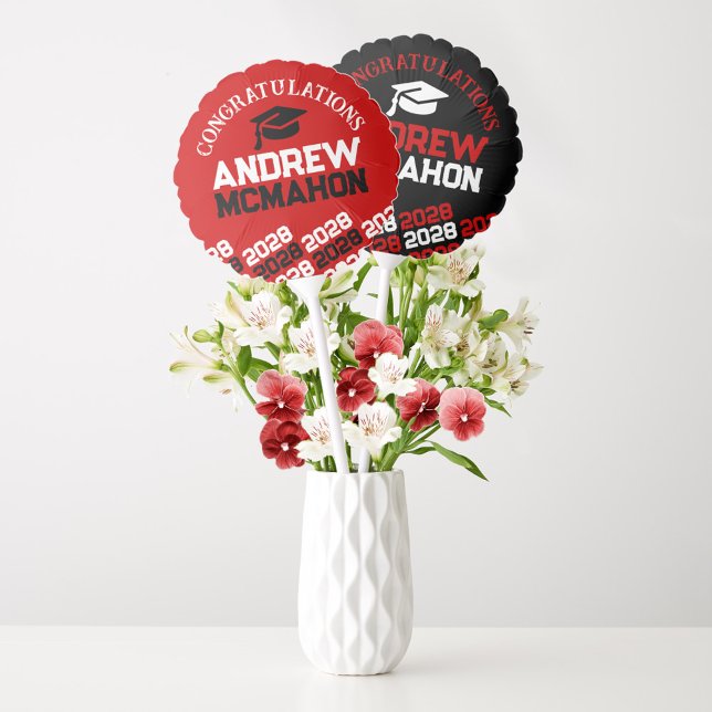 Red & Black Graduation Centerpiece Balloon (Red & Black Graduation Balloon Centerpieces)