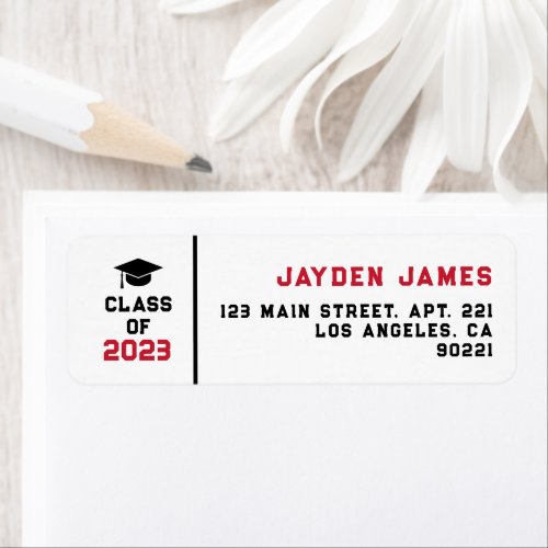Red Black Graduation Class of 2024 Return Address Label
