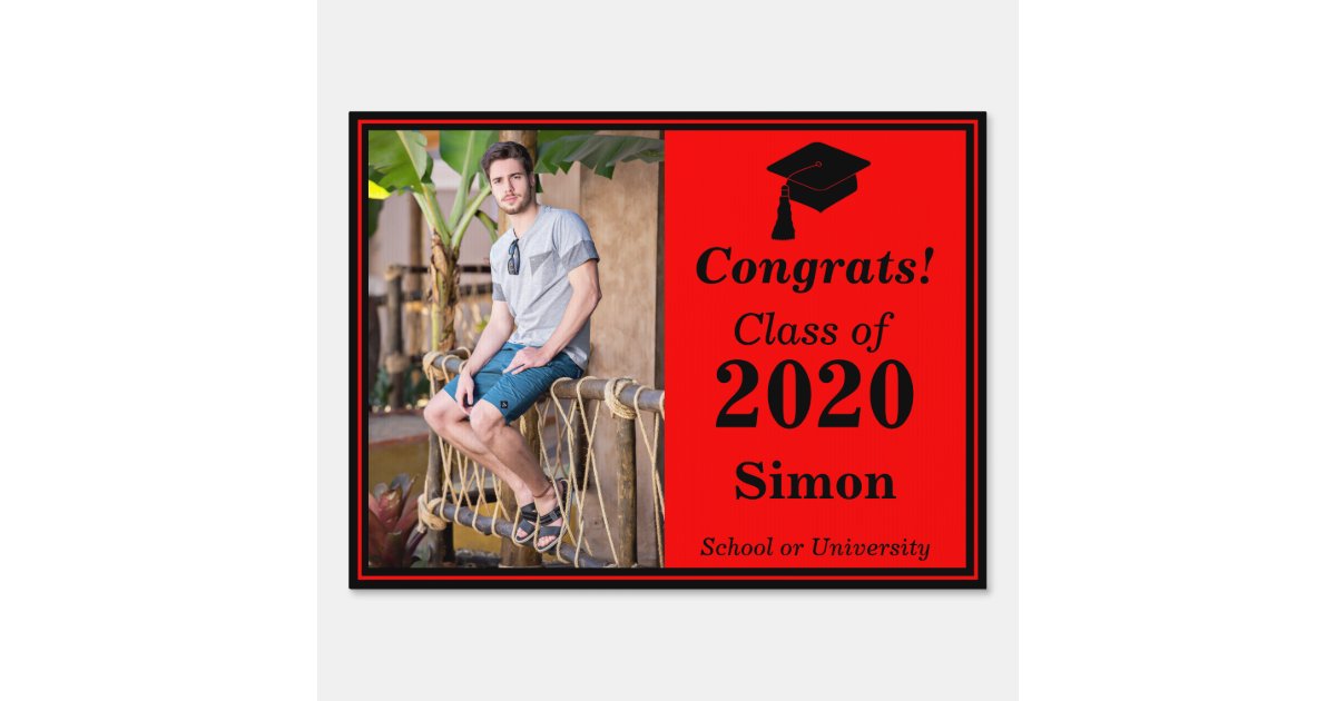 Red Black Graduation Class Year Photo Sign | Zazzle