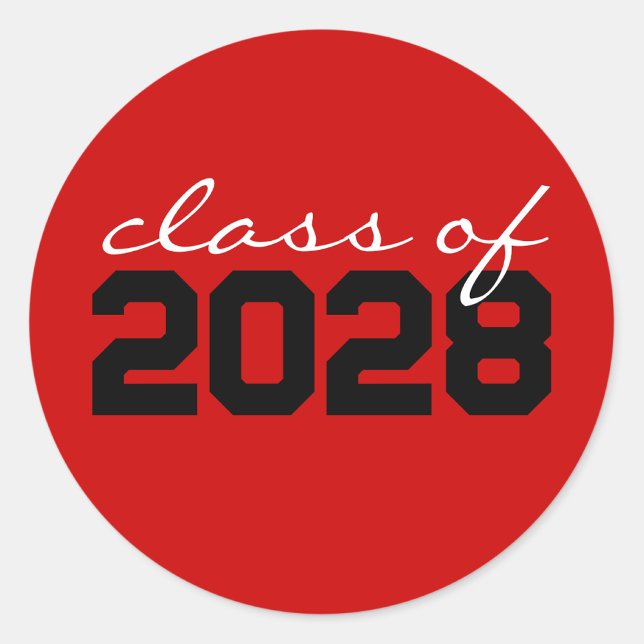 Red & Black Graduation Classic Round Stickers (Matching Envelopes, Return Address Labels & Envelope Seals)