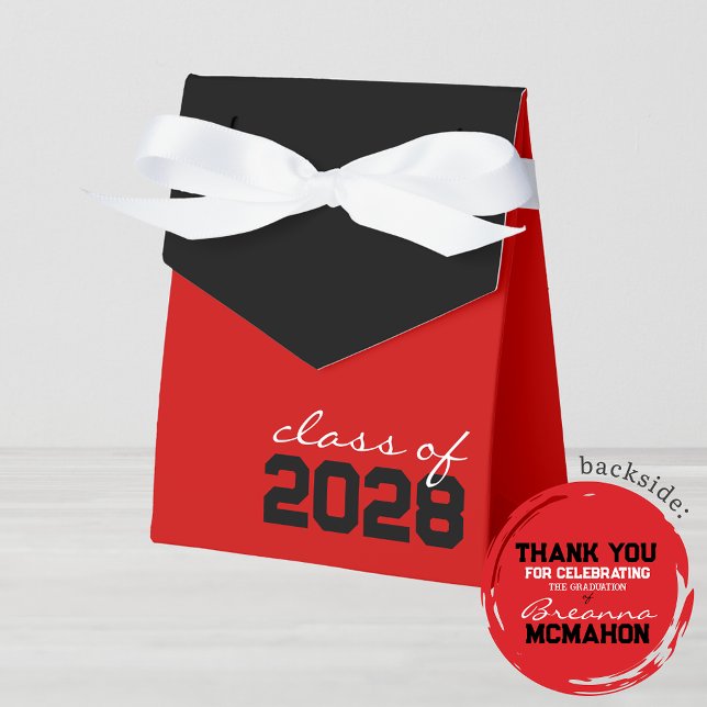 Red & Black Graduation Favor Boxes (Red & Black Graduation Favor Boxes. With Personalization on Back)