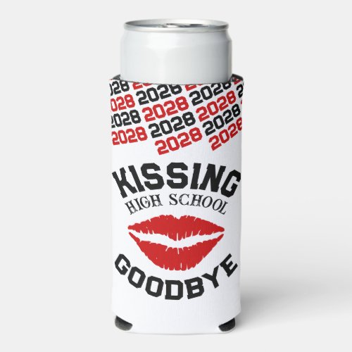 Red  Black Graduation Kissing High School Goodbye Seltzer Can Cooler