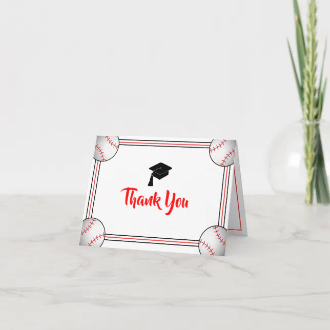 Red & Black Graduation Letterpress Thank You Card | Zazzle