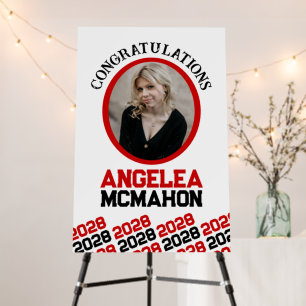 Red & Black Graduation Photo Autograph Signature  Foam Board