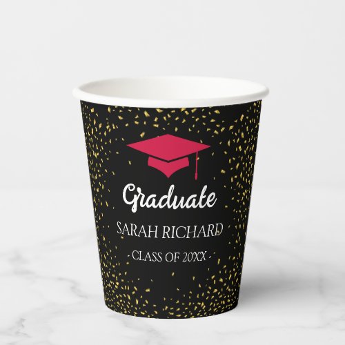 Red  Black Graduation Photo Class Of 2024 Paper Cups