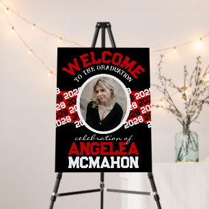Red & Black Graduation Photo Welcome Foam Board