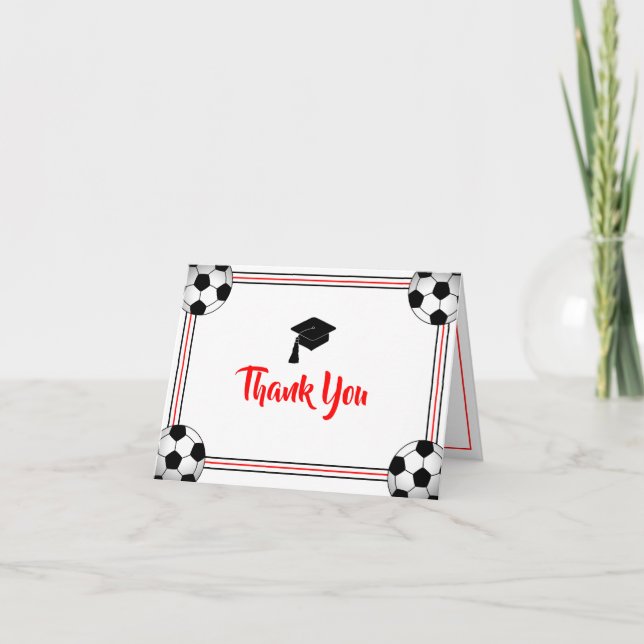 Red & Black Graduation Thank You Card (Front)