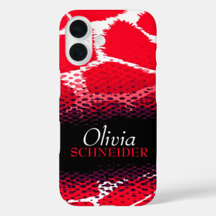 Red black graphic animal print iphone case