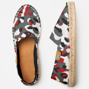 Red, Black, Gray and white Camo Abstract Espadrilles