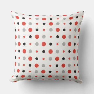 red, black, gray and white dots throw pillow