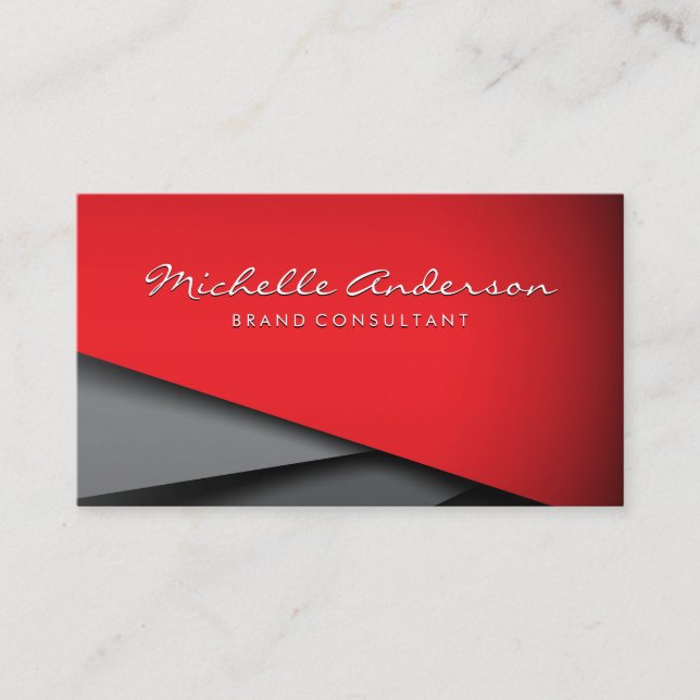 Red Black Gray Background Panels Business Card (Front)