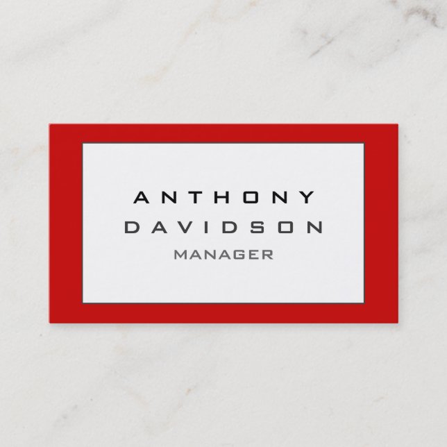 Red Black Gray Border Pattern Business Card (Front)