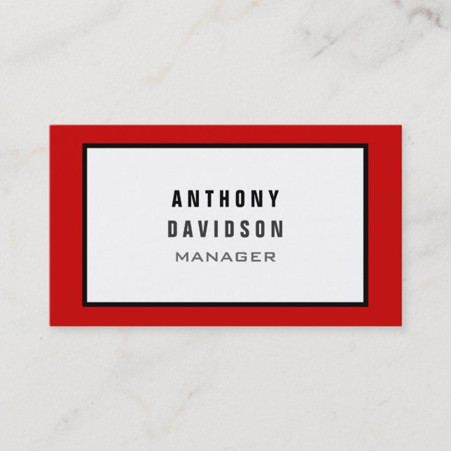 Red Black Gray Border Pattern Business Card (Front)