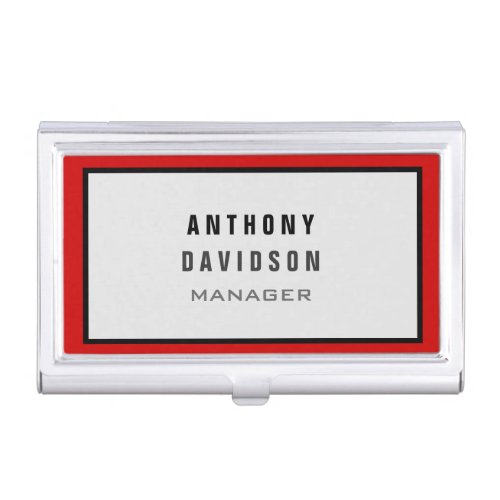 Red Black Gray Border Pattern Business Card Business Card Case